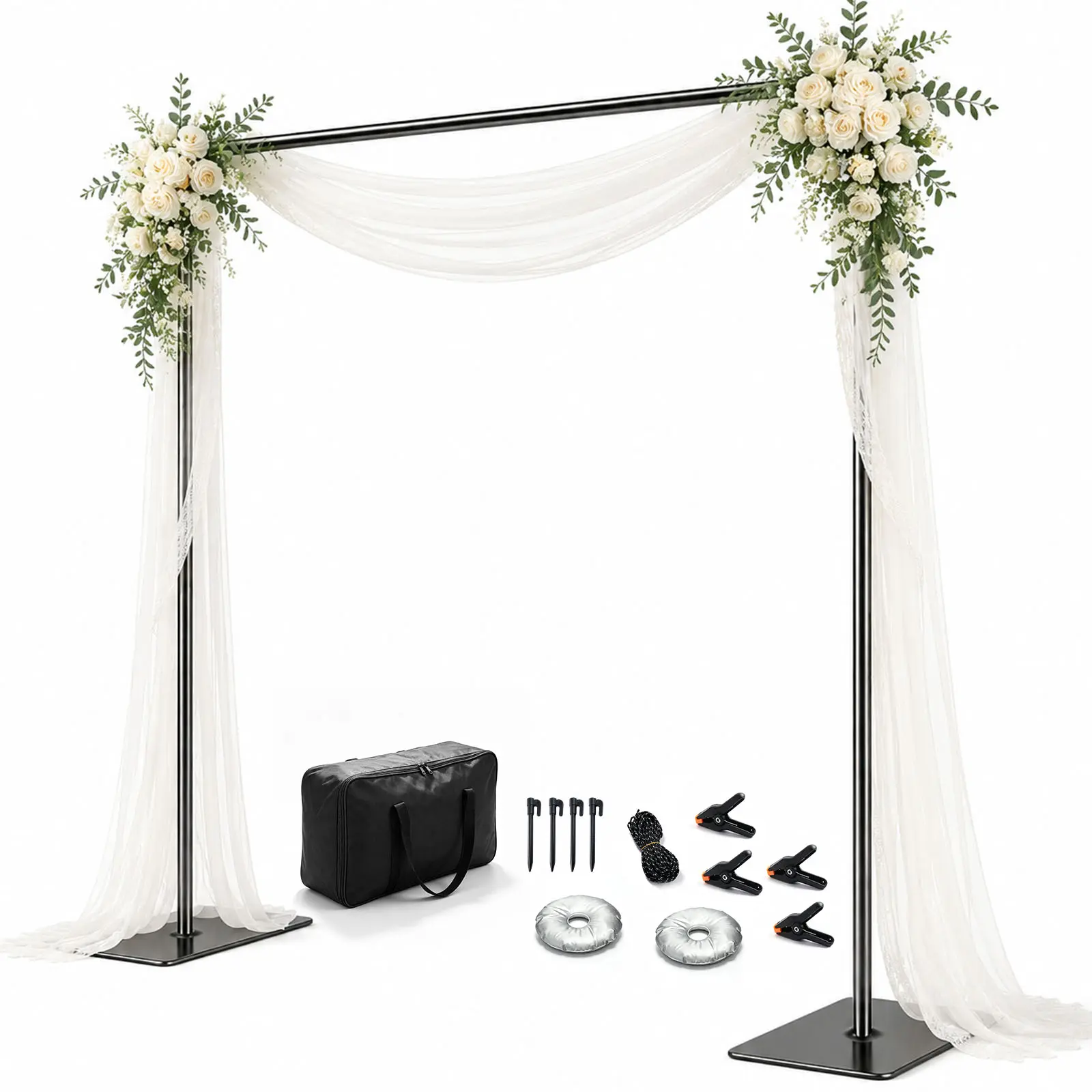 Adjustable Backdrop Stand, 6.5ft H x 9ft W Photography Background Support Kit with Heavy Duty Flat Base, Metal Steel Pipe Frame for Parties, Birthdays and Weddings