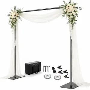 Adjustable Backdrop Stand, 6.5ft H x 9ft W Photography Background Support Kit with Heavy Duty Flat Base, Metal Steel Pipe Frame for Parties, Birthdays and Weddings