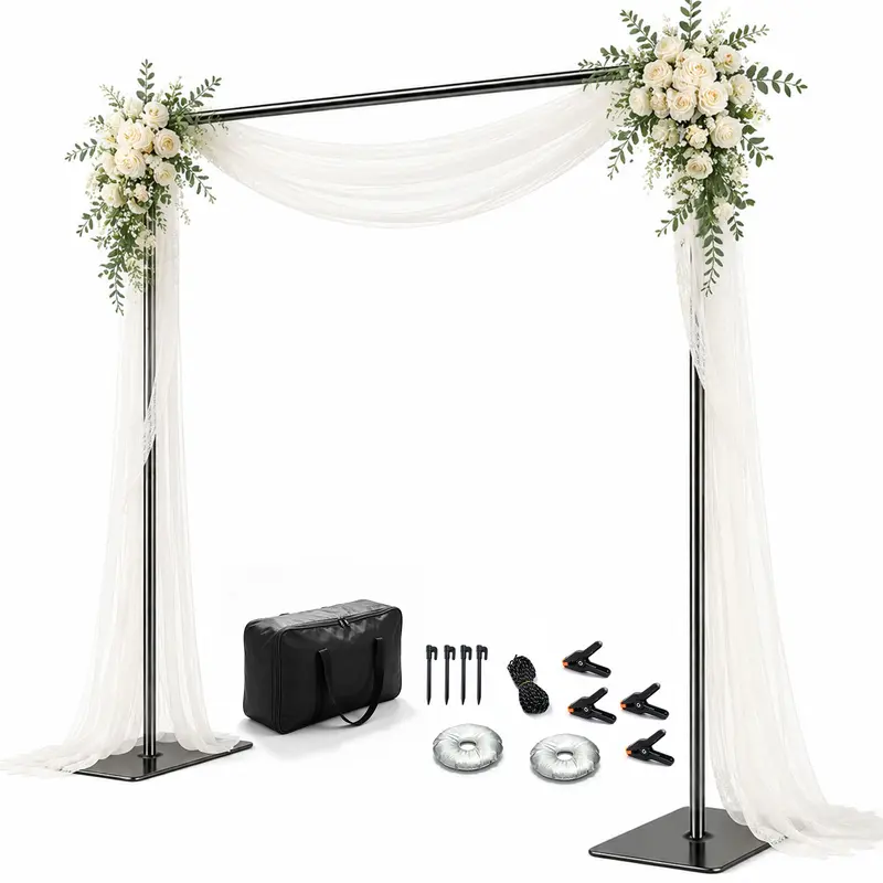 Adjustable Backdrop Stand, 6.5ft H x 9ft W Photography Background Support Kit with Heavy Duty Flat Base, Metal Steel Pipe Frame for Parties, Birthdays and Weddings