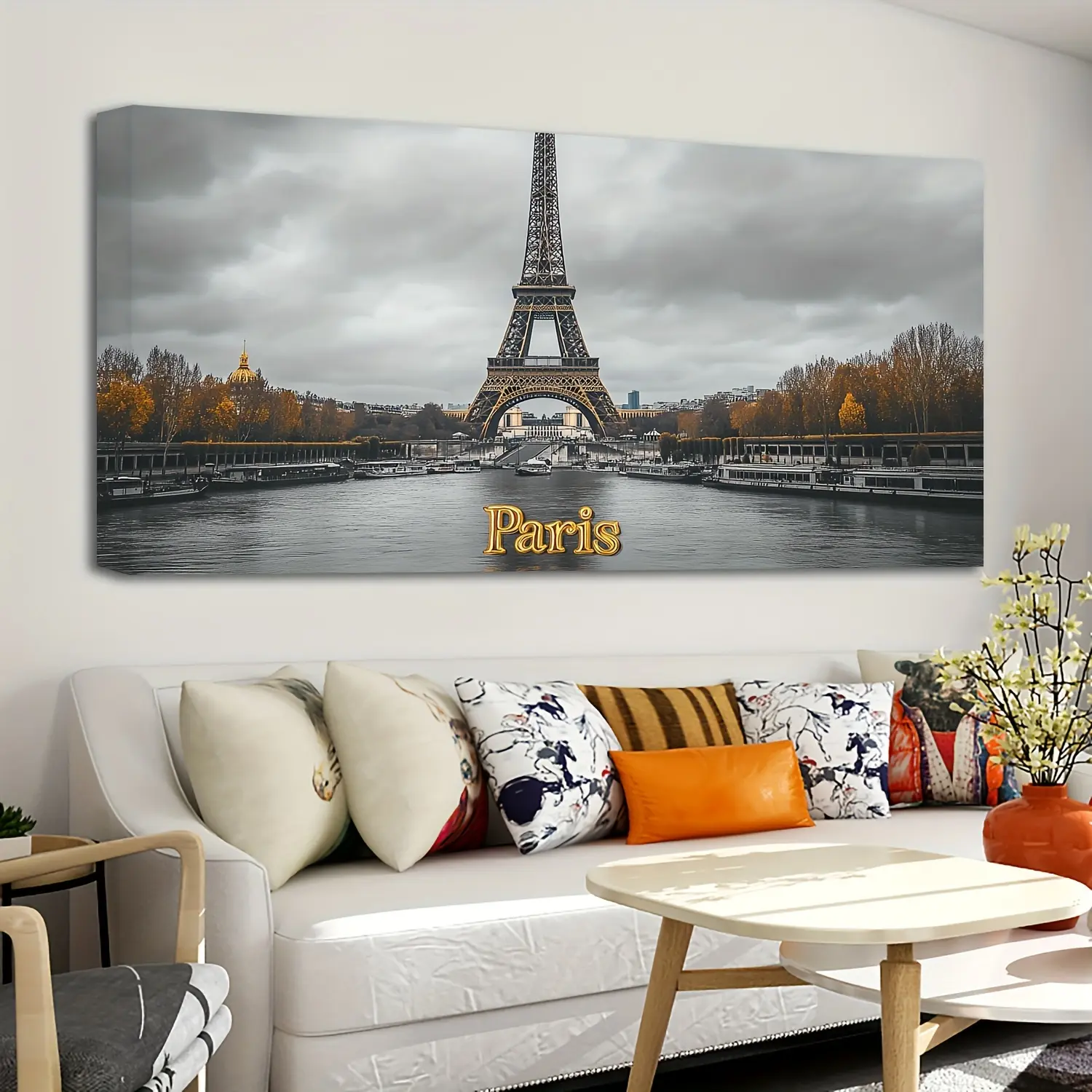 1 Framed Canvas Painting, Eiffel Tower Canvas Art - Black and White Paris Wall Decor for Living Room, Bedroom or Office, Reusable Home Decor, Living Room Art |   Paris Themed Decor |   Canvas Wall Art, Large Wall Decor