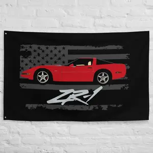 Torch Red 1994 Chevy Corvette C4 ZR-1 Custom Vette Driver Gift Tapestry Banner Flag 56" x 34.5"