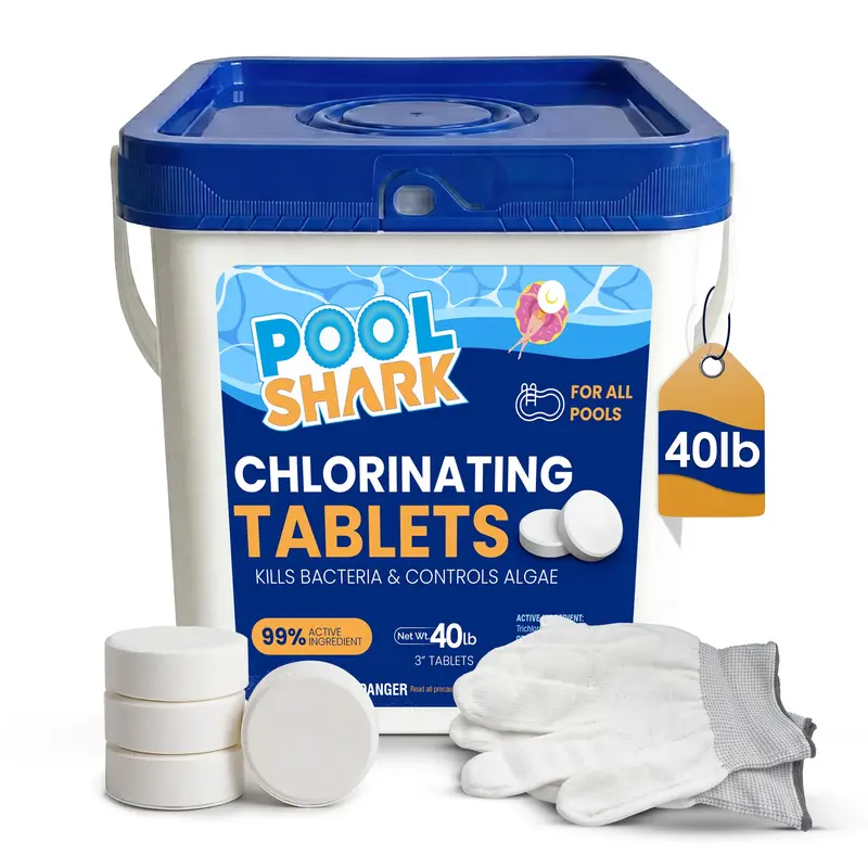 Pool Shark 3-Inch Chlorane Tablets – Slow-Dissolving 90% Active