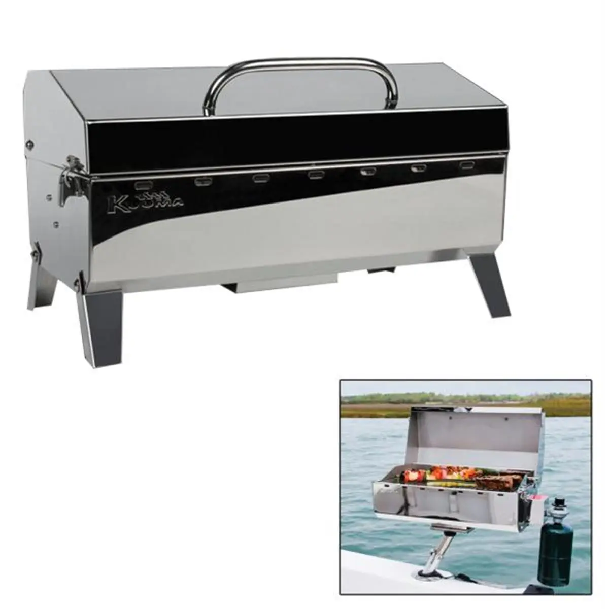 Kuuma Stow N Go Compact Portable Gas Barbecue Grill - 160 Model, 13000 BTU, 16lbs, 23.25"l x 11.25"d x 11"h, High Pressure Regulator Included, Premium-Quality Construction, Convenient Portability for Outdoor Cooking (Kuuma Products), Includes Regulator
