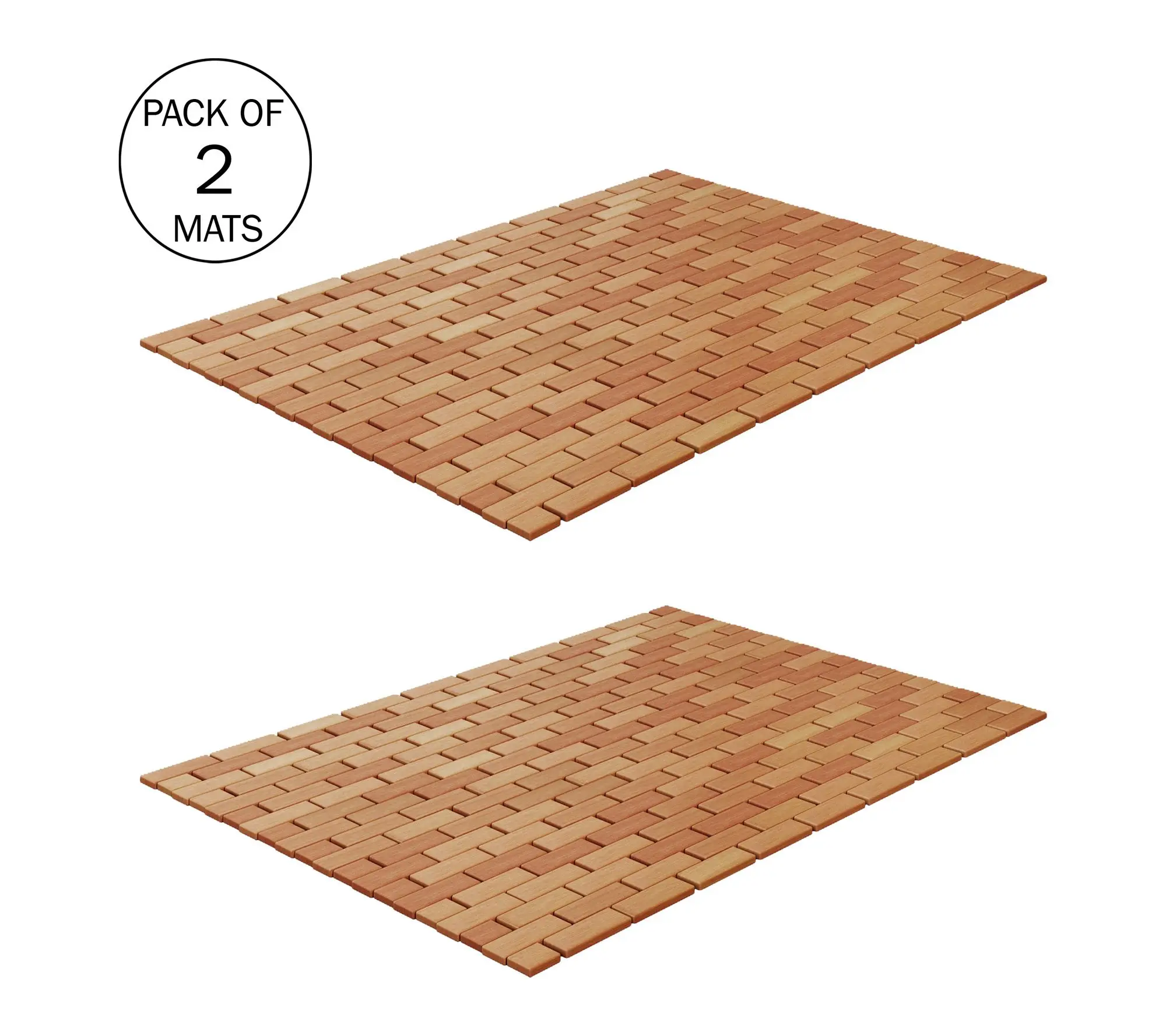 Lavish Home Bamboo Bath Mat Set  2 Non-Slip Wooden Bath Mats
