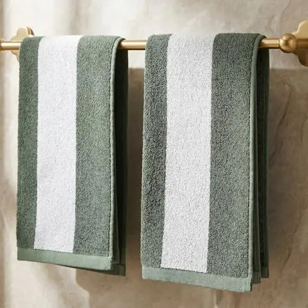 Decorative Hand Towels for Your Bathroom Or Kitchen - Luxurious Set of 2 Soft & Striped Boho Cotton Towels are Absorbent, Lightweight & Dry Quickly - Perfect to Elevate Any Bath Decoration at Home