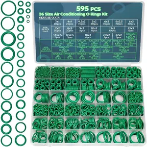 595 Pcs Air Conditioning O Ring Kit,36 Size Seal Rubber O-Rings Assortment Set for Compressor Automotive A/C Plumbing Repair ID:3-22mm