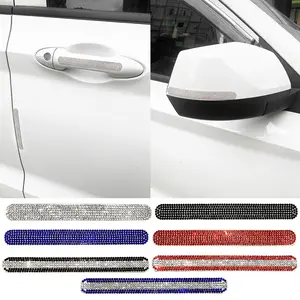 6pcs Beautiful Car Door Scratch Protection Stickers, Rhinestone Rear View Mirror Decals, Anti-Scratch and Durable Shine Film for All Gender Usage