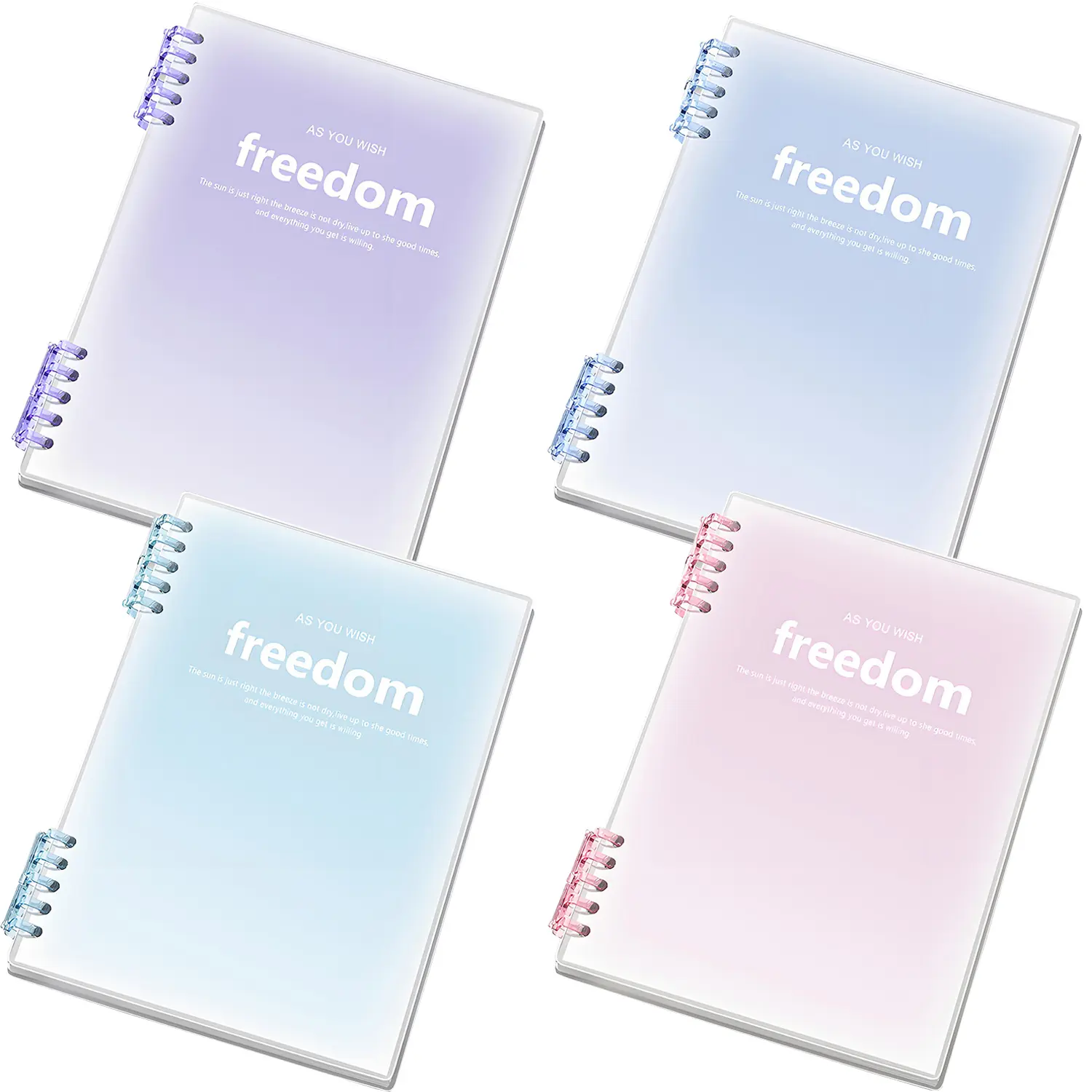 Spiral Binder Notebook 4 Pack, B5 Refillable Binders, 120 Sheet Capacity, Pastel Notebook for School, Work, Note Taking