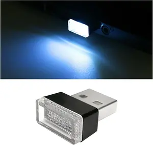 Car Interior Atmosphere Lamp, Plugin USB Interface LED Vehicle Ambient Lighting Kit, Portable Mini Automotive Night Light Decoration Accessories, Universal for SUV, Sedan, Truck (Ice Blue)