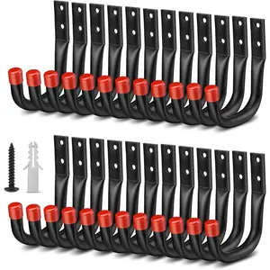 24 Pack Heavy Duty Garage Hooks, 3.5" Garage Wall Hook with EVA Pads, 100LBS Capacity Hooks for Hanging Bikes, Kayak, Folding Chairs and Ladders