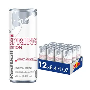 Red bull sugar free- Spring Edition Energy Drink, Cherry Sakura, 80mg Caffeine, Taurine & B Vitamins, 8.4 fl. oz. Pack of 12 Cans