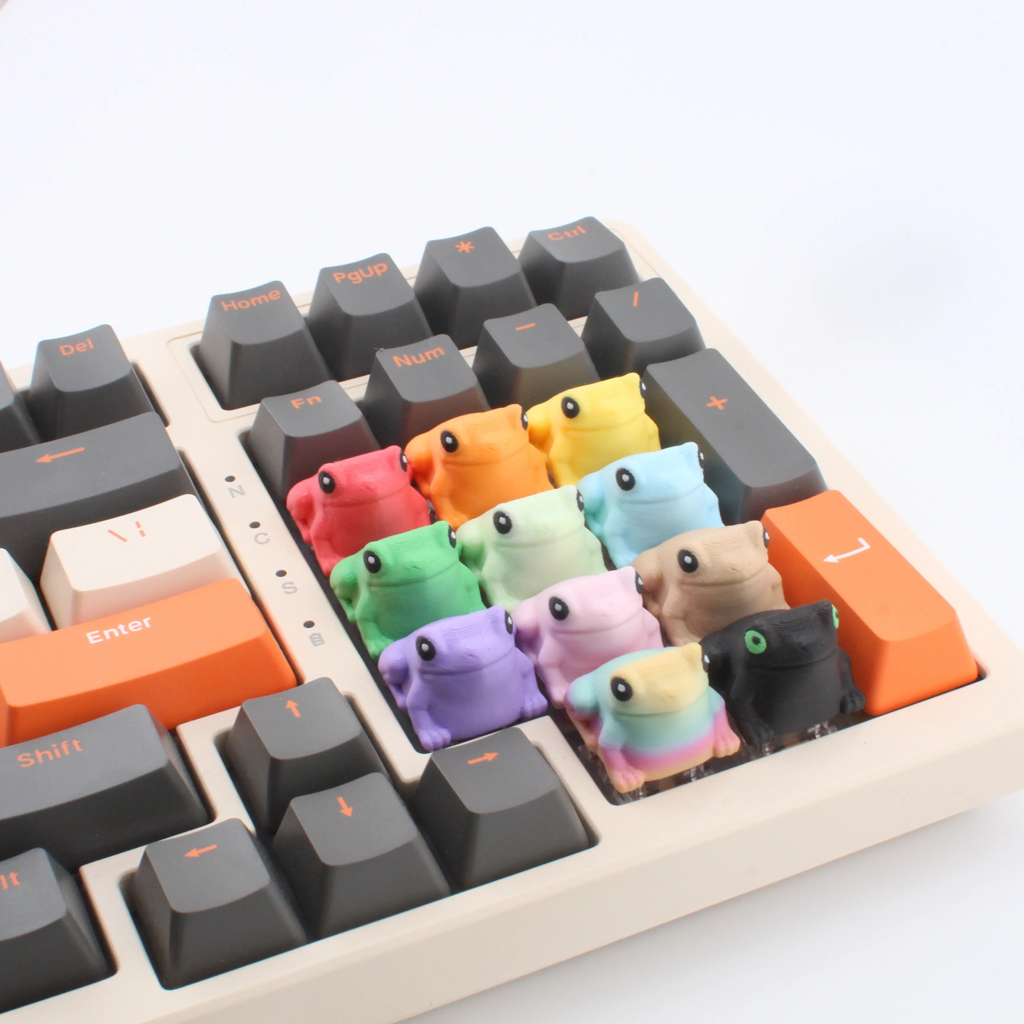 3D Printed Full-Colors Colorful Frog-Shaped Keycap with Plus Stem, Compatible with Cherry MX Switches, Fidget Keyboard Accessory, Computer Office Equipment Add-On