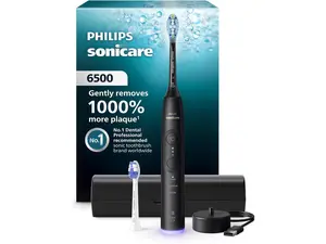 Philips Sonicare 6500 Series Electric Toothbrush - Next-Generation Sonicare Technology, Pressure Sensor, 9 Brushing Settings, SmarTimer, BrushPacer, 21-day Runtime, Travel Case, Black, HX7411/08