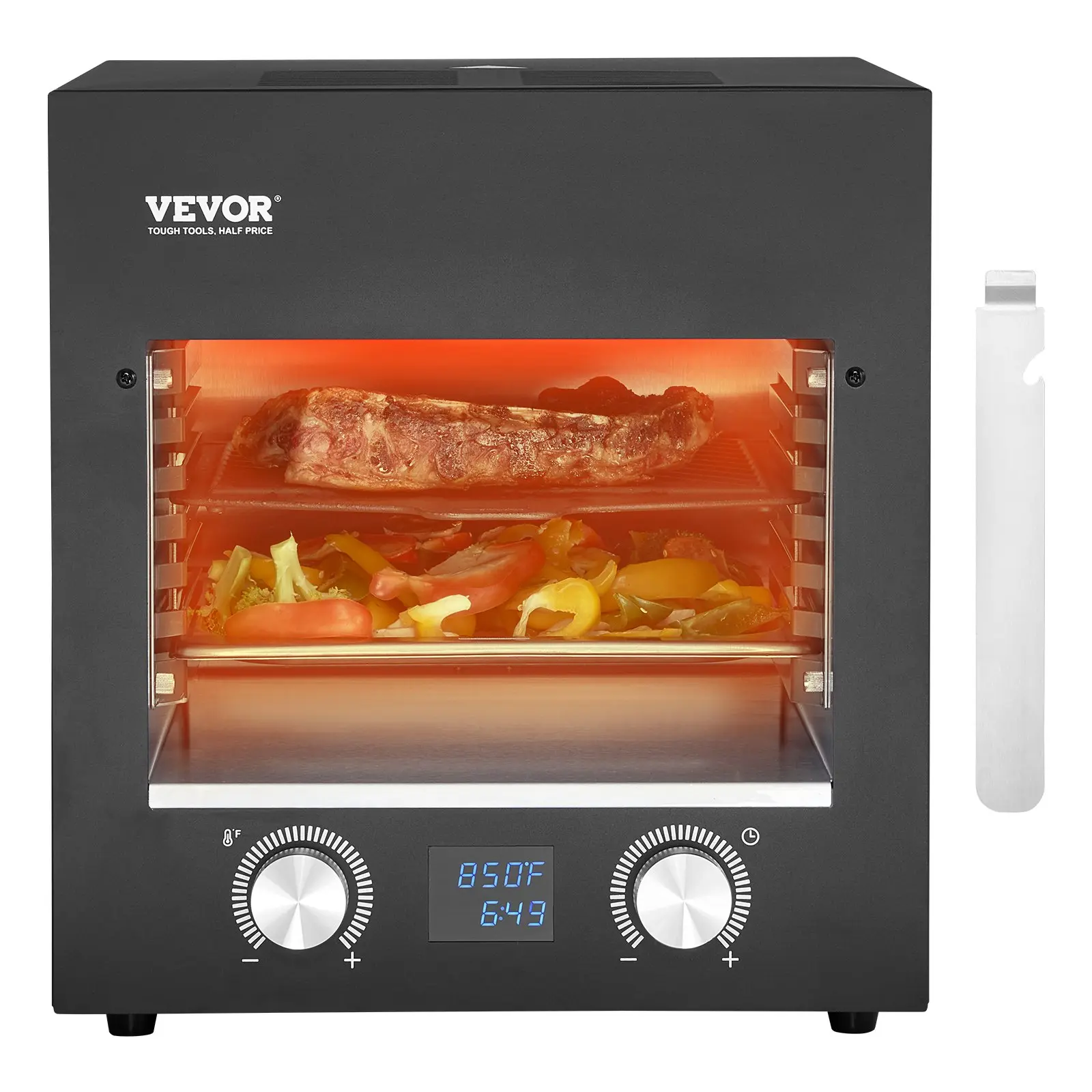 【FathersDayGift】VEVOR Electric Steak Grill, 1800W Smokeless Infrared Electric Broiler, 1450 ° F Stainless Steel Steak Cooker with 6-Tier Adjustable Rack, Electric Infrared Grill for BBQ, Toast, Grill, IndoorSummervibes