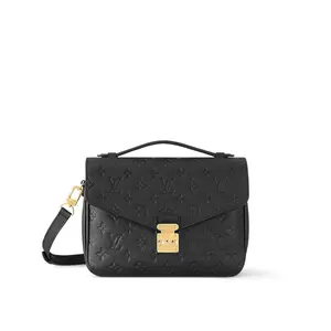 ‮ nottiuV siuoL  ‬    Empreinte Mėtis Crossbody Bag Embossed Leather Women's Luxury Satchel with Top Handle - Noir Black Gold