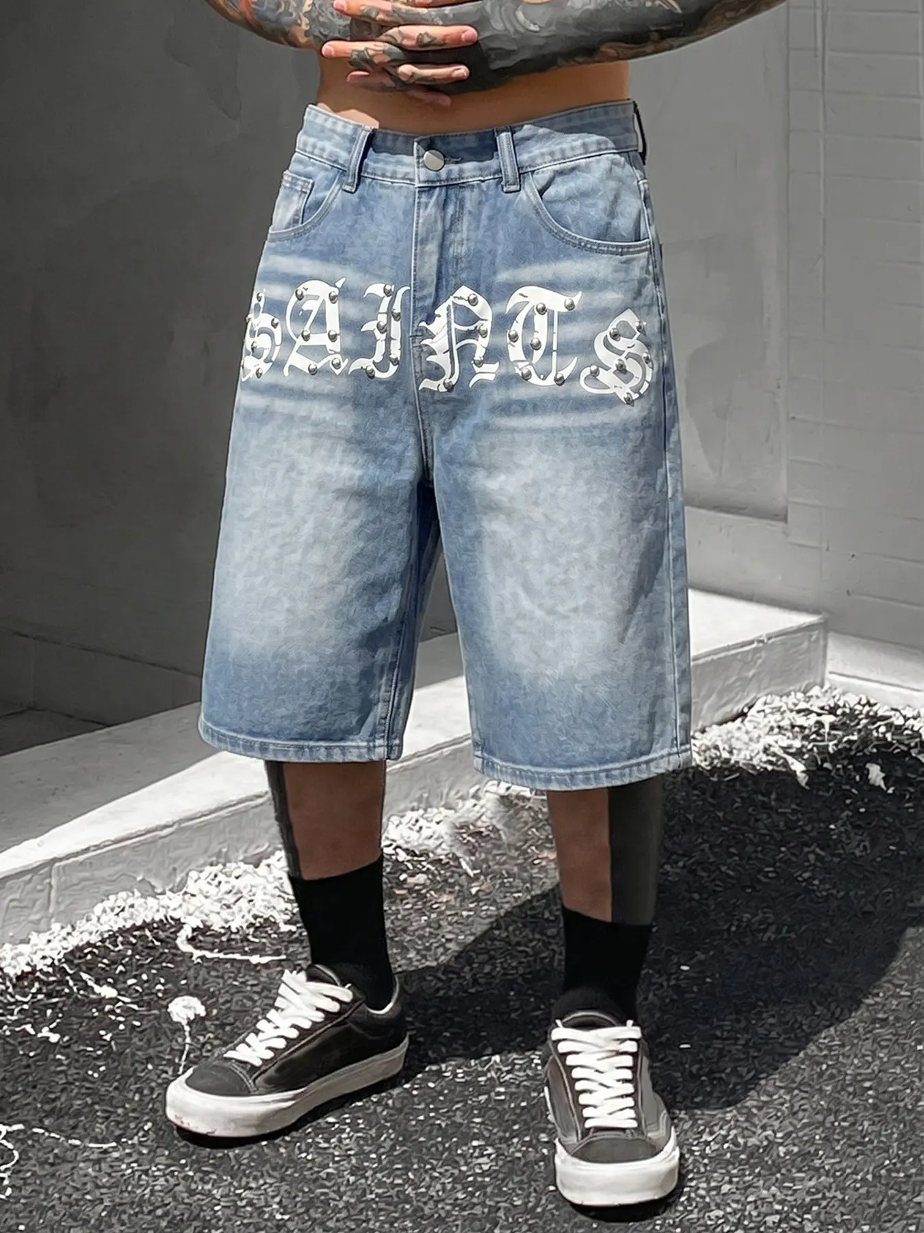 Sparkly Rhinestone Jean Shorts Bottom, Pearl Summer Pants, Loose Fit Cotton Denim, Streetwear Style, Casual Breathable Everyday Daily Wear, Ideal for All Seasons