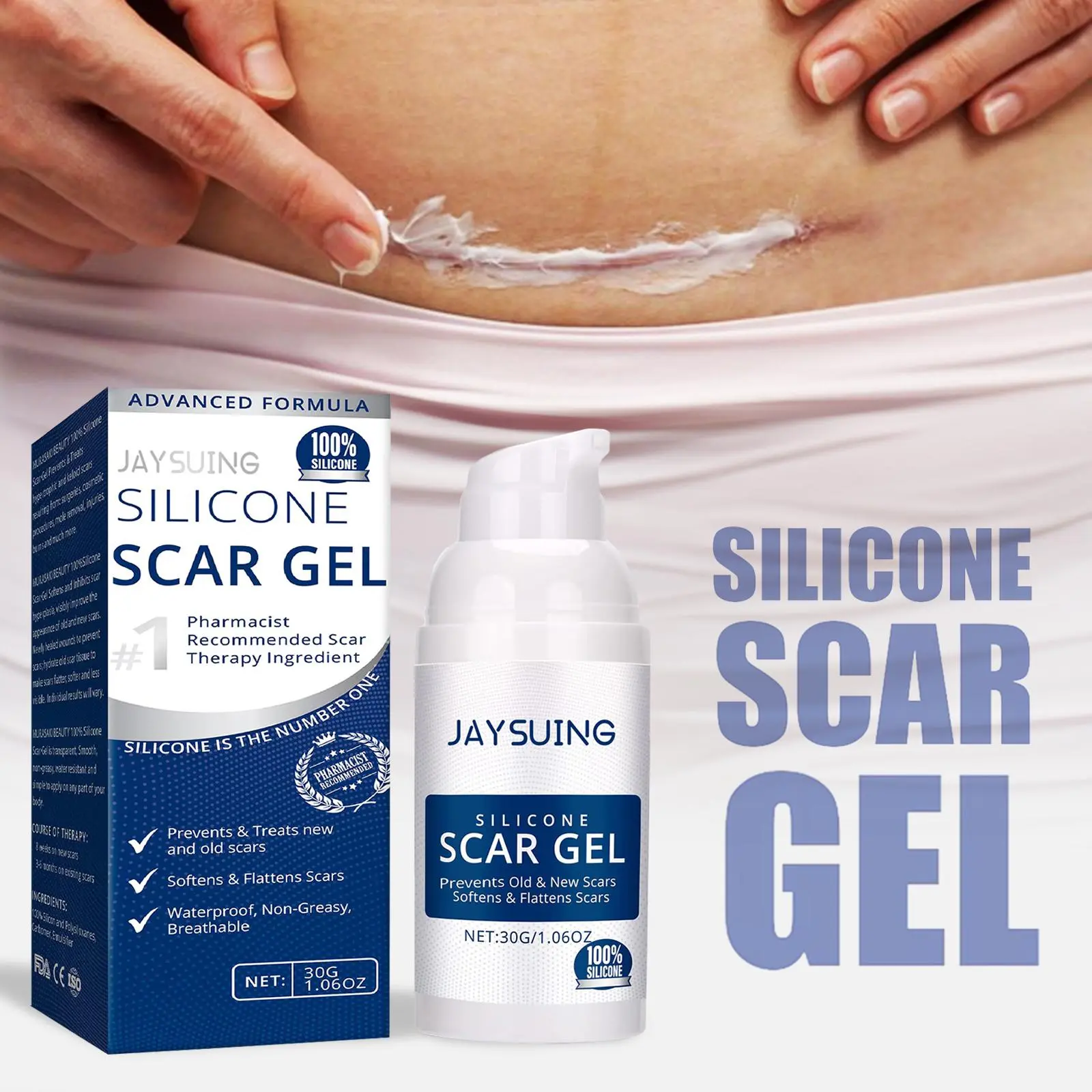 VELANYA Silicone Scar Gel – Powerful Scar Cream for Surgery, C-Section, Stretch Marks, Acne, Burns, Keloids, Injuries, Fades Old & New Scars, 1.06oz Maximum Strength Healthcare