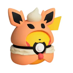 Pikachu Flareon Poncho Poke Ball - Inspired 3D Printed Collectible
