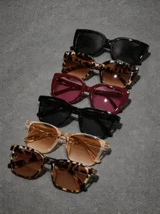 6 Pairs Women's PC Frame Trendy Casual Sunglasses, Multi-Color Modern Style, Ideal for Streetwear, Camping, Travel, Gift Giving