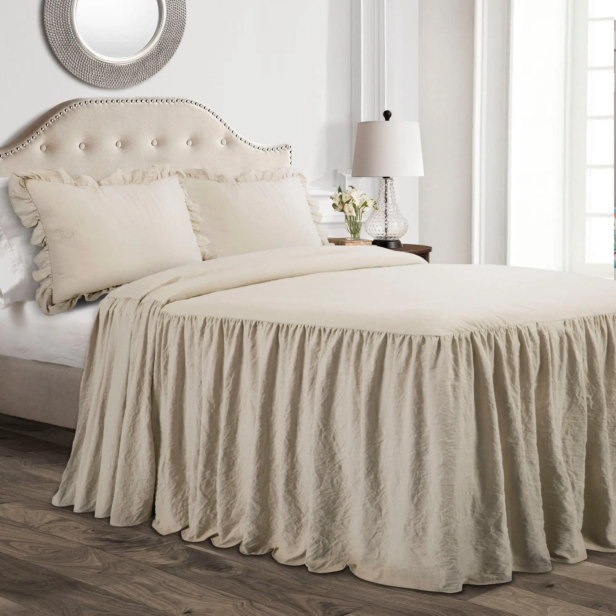 Lush Decor Ruffle Skirt Bedspread Set - Solid Color, Soft & Luxurious, Lightweight, Ideal for Spring & Summer, Available in Multiple Colors, 30-Inch Drop, OEKO-TEX Certified, Perfect for Any Bedroom or Dorm Room
