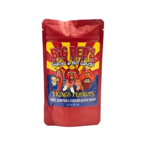 Big Red's 3 Kings Peanuts Spicy Snack with Ghost Scorpion & Carolina Reaper Peppers Vegan Gluten-Free 3.2 oz - Cheese