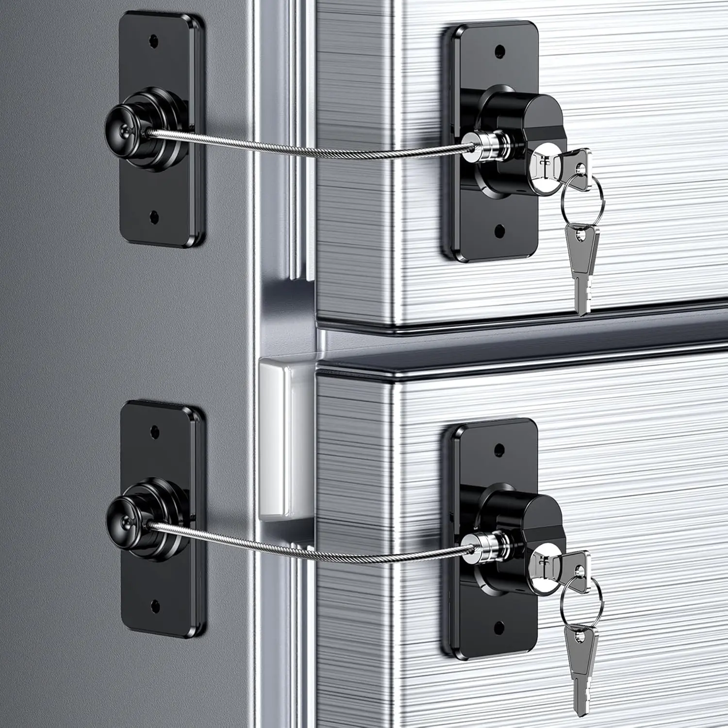 2 Pack Refrigerator Door Lock with Adhesive, No Tools Required,  Proof Fridge Door Lock for  and Pets, Self Adhesive Latch for Freezer, Cabinets, Drawers, Air Oven, Windows ()