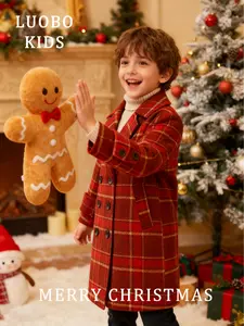 【 LUOBOKIDS 】 Children's thick plaid cotton jacket, Western College style, winter warm jacket, suitable for children with a height of 90-160cm, Thick Heavy Coats
