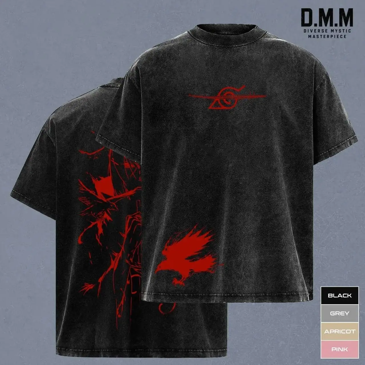 Retro Limited Uchiha ltachi Clan NRT Vintage Rogue Ninja Crow Graphic T-Shirt, Washed Dark Anime Streetwear, Red Moon Eyes Inspired Tee, Gift for Otaku, Retro Vintage Limited Uchiha ltachi Wash Shirt, NRT Anime Top, Manga Outfit for Fan 2KX
