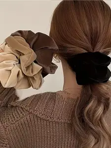 4pcs Velvet Hair Ties Set, Vintage Solid Color, Soft High Elasticity, Elastic Hair Accessory, Gentle on Hair, Casual Style, Perfect for Winter, Christmas Gift