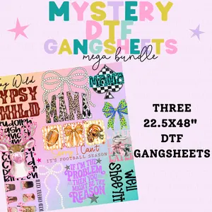 MYSTERY MEGA BUNDLE - DIRECT TO FILM PREMADE GANGSHEETS - THREE 22.5X48" SHEETS