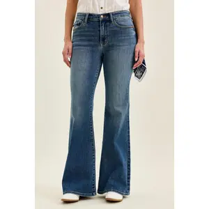 Judy Blue Mid Rise Jaqueline Flare with Triple Needle Back Pkts and Bandana Loop