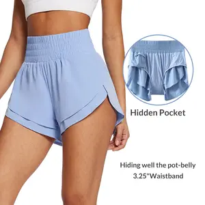 baleaf Women's 3" Workout Shorts High Waisted Athletic Running Shorts with Liner V slit Cut Sports Lightweight Quick Dry Athletic Shorts Pockets Walking Outdoorfun Active Wear Casual