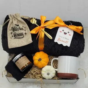 Boo Gift Basket Halloween Gift Box Halloween Blanket Spooky Basket Spooky Gift Box Pumpkin Halloween Merch Halloween Accessories Cozy Gift Box