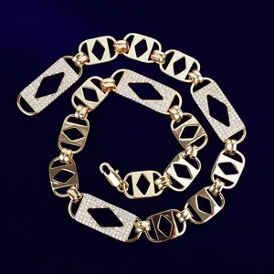 [ICE HUE]18K Gold Vacuum Plated Copper with 5A+ Sri Lanka Zircon Geometry Necklace Miami Italy Mexico & Micro Inspired for Women & Men Luxury Jewelry,Daily Wear,Casual Fashion,Gift Idea,,Classic,Hip Hop,Simple,Sporty Style