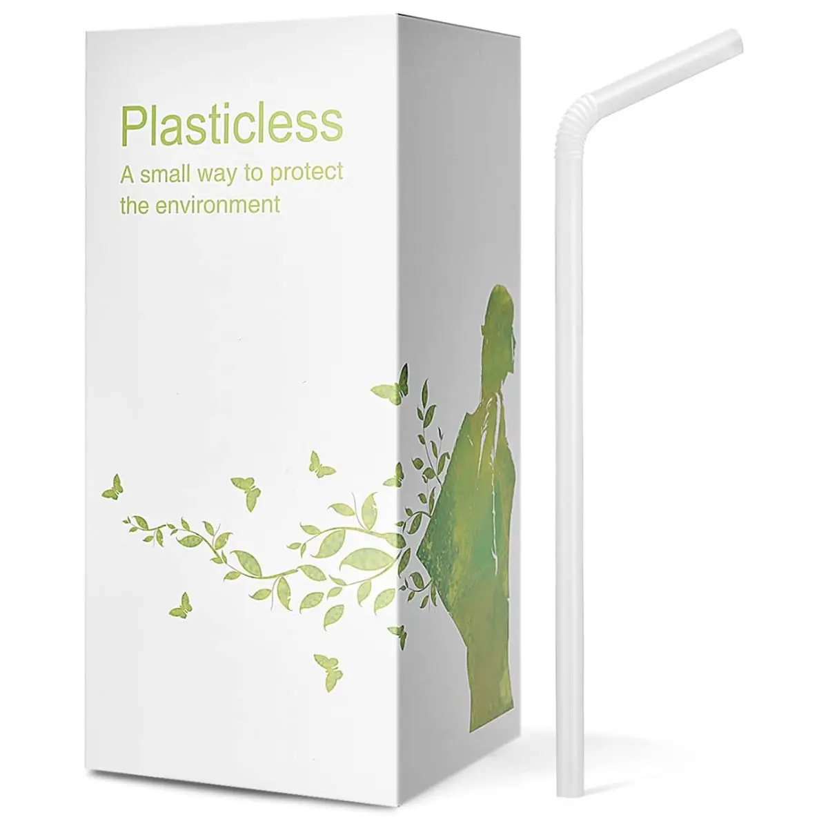 200 Count 8.25" Eco-friendly Bendable Compostable PLA Straws - KTOB Plasticless Biodegradable Flexible Drinking Straws