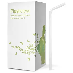 200 Count 8.25" Eco-friendly Bendable Compostable PLA Straws - KTOB Plasticless Biodegradable Flexible Drinking Straws
