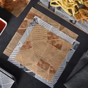 Food Packaging Paper - 50pcs 5.9 x 5.9in of Thickened Oil Proof Baking Tray Liner, Oil-Proof French Fries Burger And Bread Packaging Paper, Suitable for kitchens and restaurants