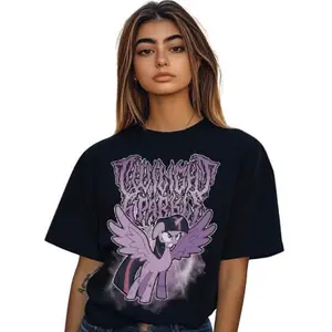 Twilight Sparkle My Little Pony Metal Shirt Unisex Goth Punk Tee Deathmetal Cotton Tee Up To Size Unique Fashion Statement Cotton Fit