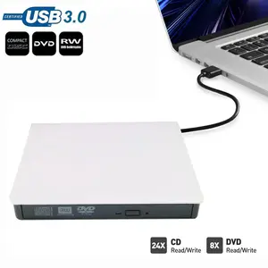 USB 3.0 CD DVD Drive, Ultra-Thin CD/DVD Reader Writer, Compatible with PC Laptop Desktop, Windows Linux MAC iOS, Multiple Colors Available