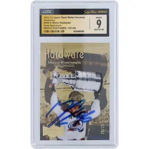 Mikko Rantanen Colorado Avalanche Autographed 2022-23 Upper Deck Metal Universe Gold Spectrum Hardware #HW-5 #/25 CGC Fanatics Witnessed Authenticated 9/10 Card - Fanatics Authentic Certified