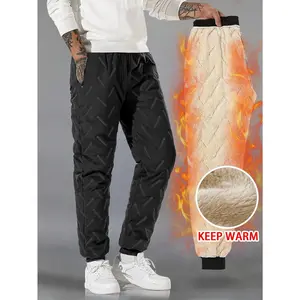 Men’s Winter Fleece Cargo Pants – Thick Lamb Wool Lined Thermal Joggers with Windproof Waterproof Fabric, Elastic Waist & Drawstring Cuffs for Cold Weather Outdoor & Casual Wear
