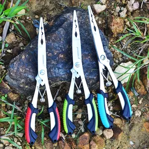 HUAPUDA 1Pcs Premium Stainless Steel Fishing Pliers - Multifunctional Hook Remover, Line Cutter & Ring Opener,Long Nose Fishing Pliers Stainless Steel Fish Hook Pliers Hook Remover Split Ring Pliers with Lanyard for Freshwater Saltwater