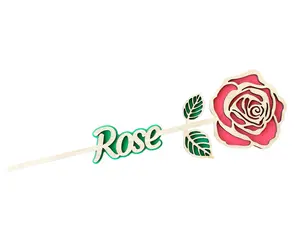 Rose Name Flower Wooden Mother's Day Gift - Handmade, Hand Painted Rose Valentine's Day Name Flower - Customizable June Birth Month Flower Decor Decorative