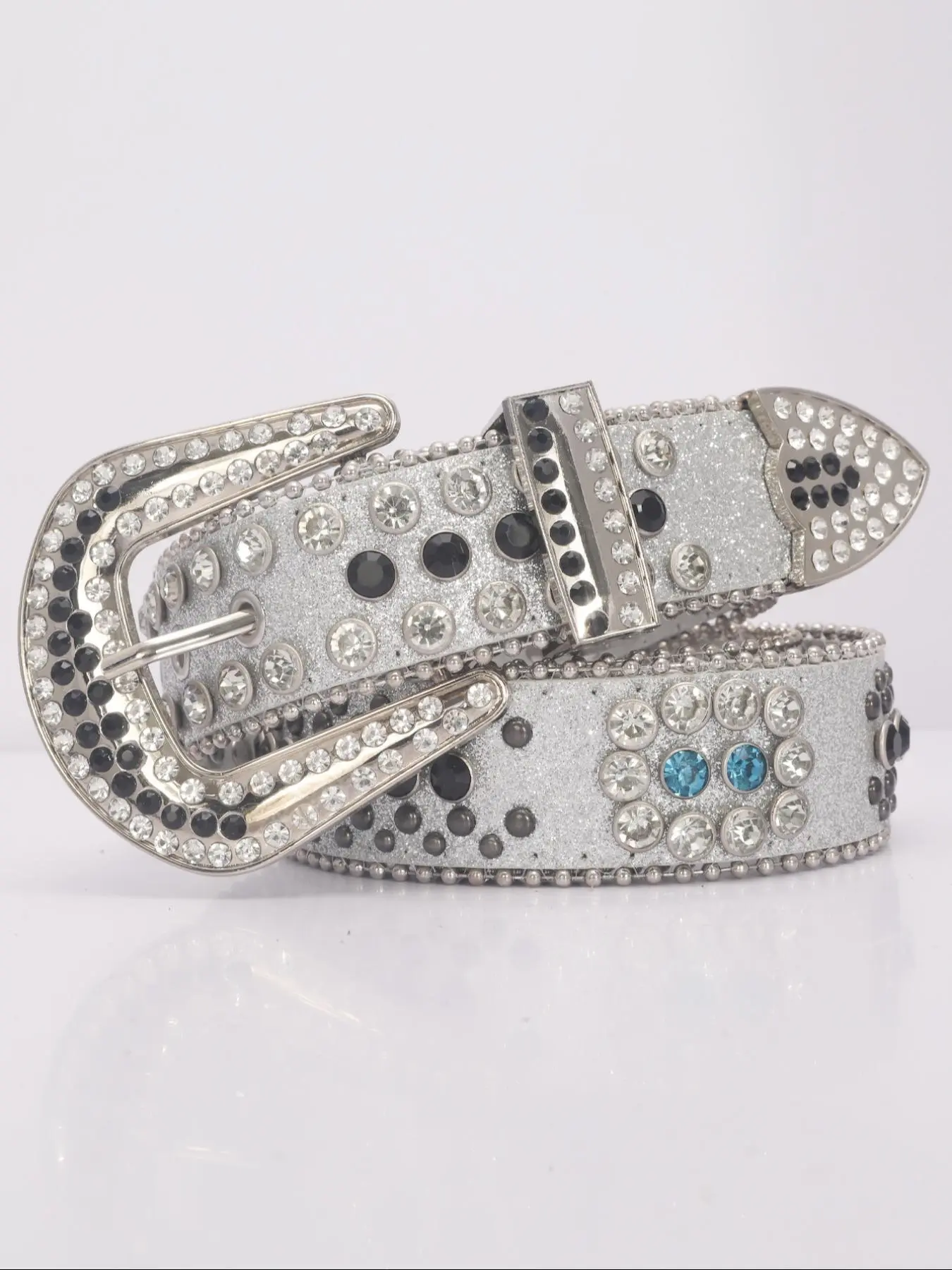 Rhinestone Decorated PU Buckle Belt, Fashionable Y2K Belt for Women & Men, Casual Waistband for Jeans, Party, Nightclub, Hop, Rock, Rave, Bling Western Belt, Rhinestone Buckles Belt, Sparkling Western Belt, Fashion Belts, Trendy Belt