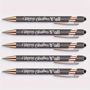 Merry Christmas Ballpoint Pens Set, 5/10/20pcs Laser Engraved Stylus Pens, Metal Touch Screen Pen Gift for Family Members