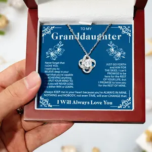 [To Granddaughter Necklace|Granddaughter Gift Version]Granddaughter Necklace Gift with Message Card, Love Necklace for Granddaughter from Grandma or Grandpa, Meaningful Jewelry Gift for Birthday, Graduation, Christmas in Luxury Light Up Box