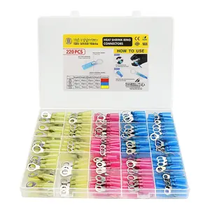 220 count Heat Shrink Wire Connectors Kit -  Insulated Electrical Ring Terminals - Heat Shrink  Connectors for Automotive, Marine,  - 22-10 AWG