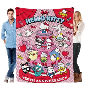 Sanrio Hello Kitty 50th Anniversary Cooling Blanket - Features Four Sizes of Adorable Characters & Celebrates 50 Years of Fun