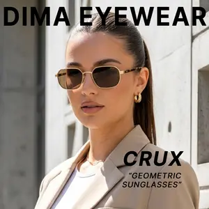 DIMA Eyewear Crux Geometric Metal  Elegance Sunglasses - UV Protection, Lightweight Unisex Designer Shades