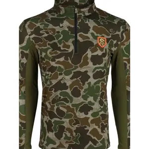 Unisex Camo Quarter Zip Pullover – Oversized Fleece Long Sleeve, Warm Camouflage Hunting Shirt